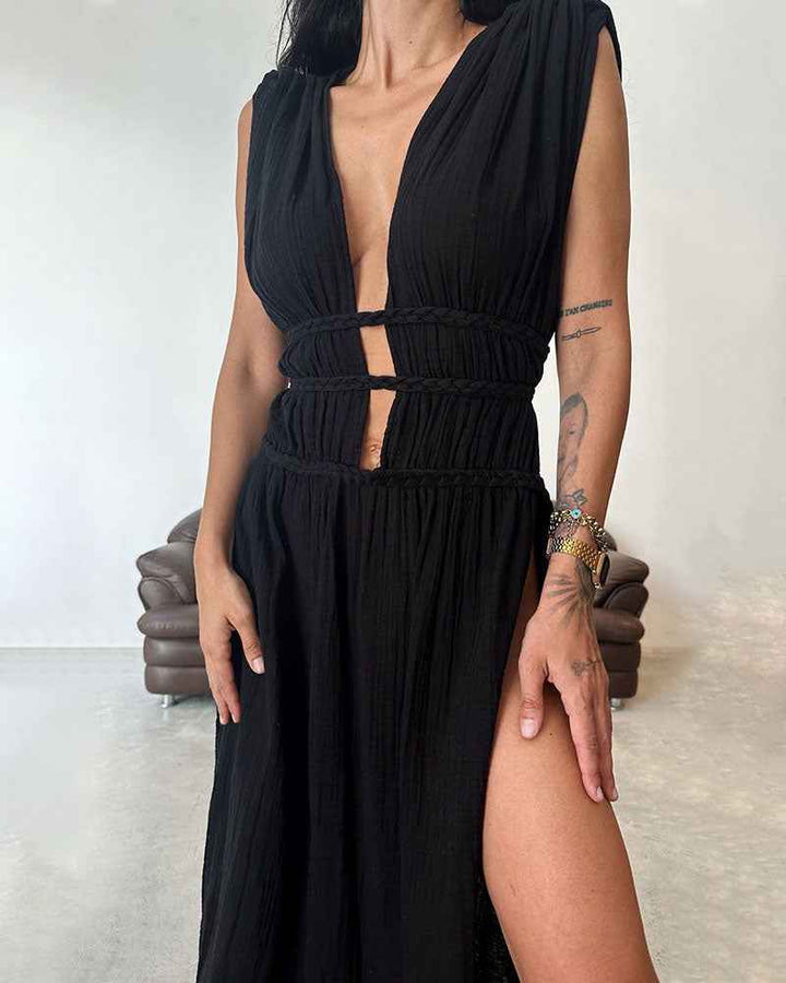 Zolla – Strukturiertes Kleid mit Schlitz