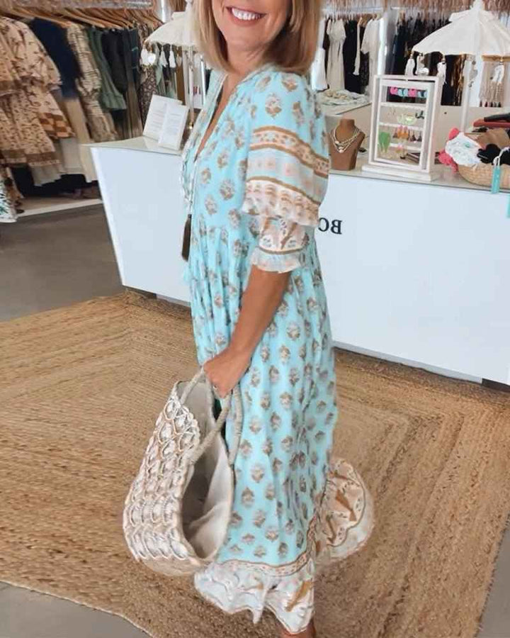 MANA | Schickes florales Midikleid mit V-Ausschnitt