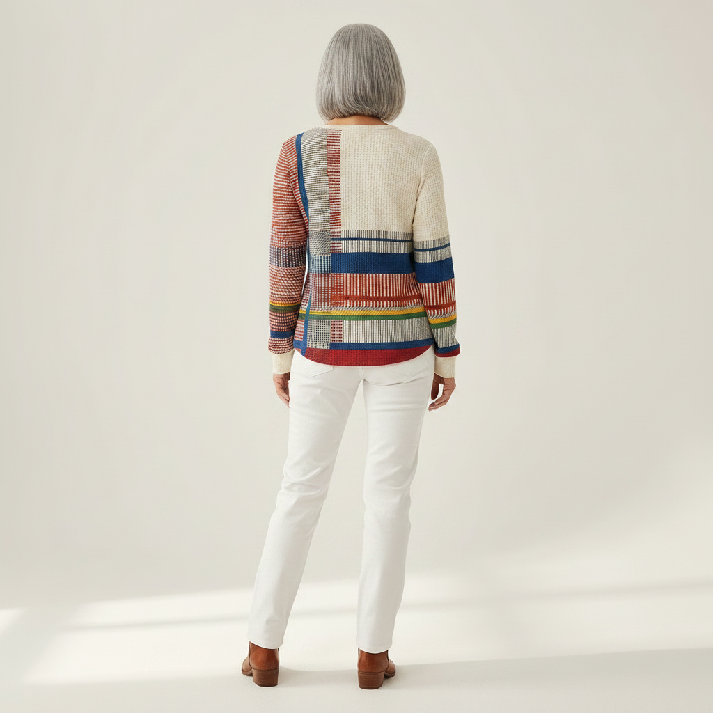 Marguerite – Gestreifter Pullover mit Farbflächen