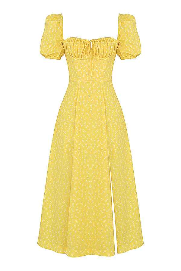 Aviana – Blumenkleid mit Puffärmeln