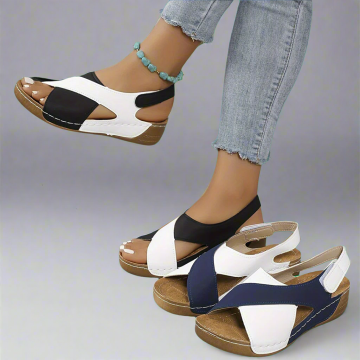 Kendra – orthopädische Colorblock-Sandalen