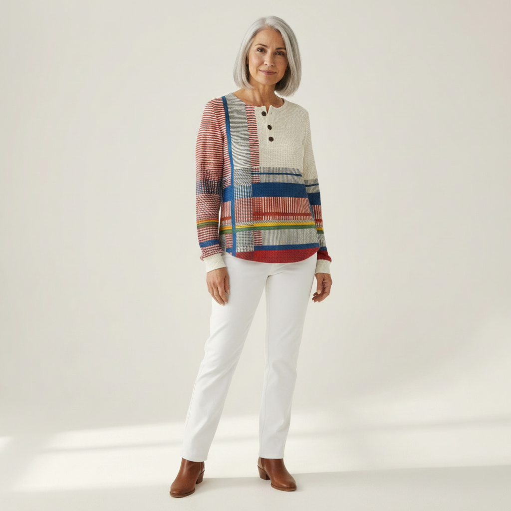 Marguerite – Gestreifter Pullover mit Farbflächen