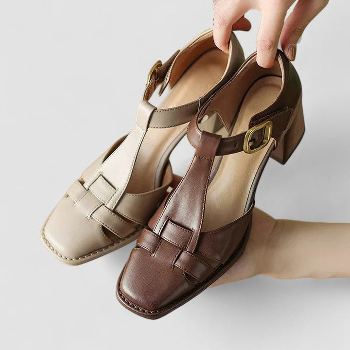 Scarlett – Orthopädische T-Strap-Blockabsatzschuhe
