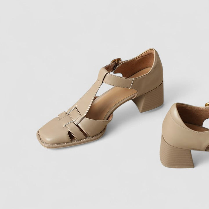 Scarlett – Orthopädische T-Strap-Blockabsatzschuhe