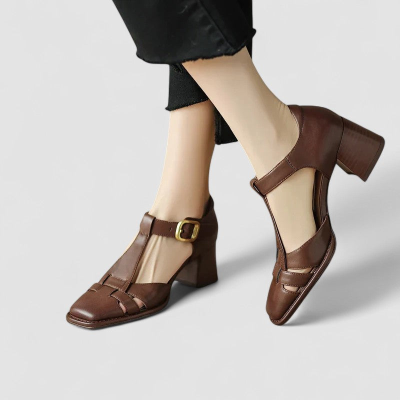 Scarlett – Orthopädische T-Strap-Blockabsatzschuhe