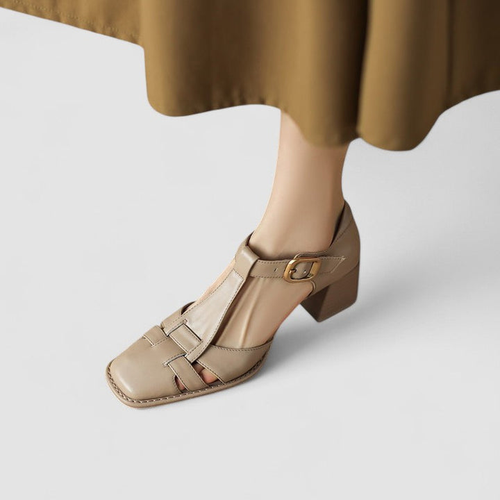 Scarlett – Orthopädische T-Strap-Blockabsatzschuhe