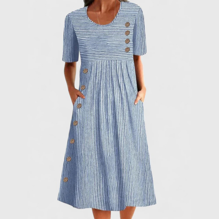 JARNA | Mittellanges gestreiftes Kleid