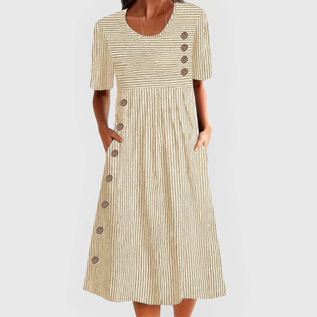 JARNA | Mittellanges gestreiftes Kleid