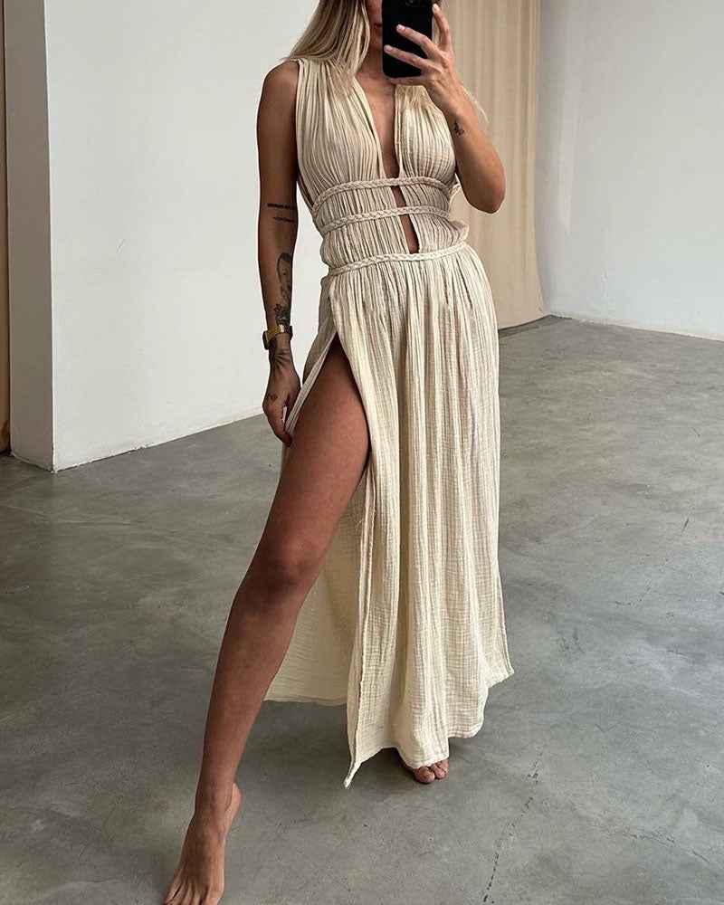 Zolla – Strukturiertes Kleid mit Schlitz