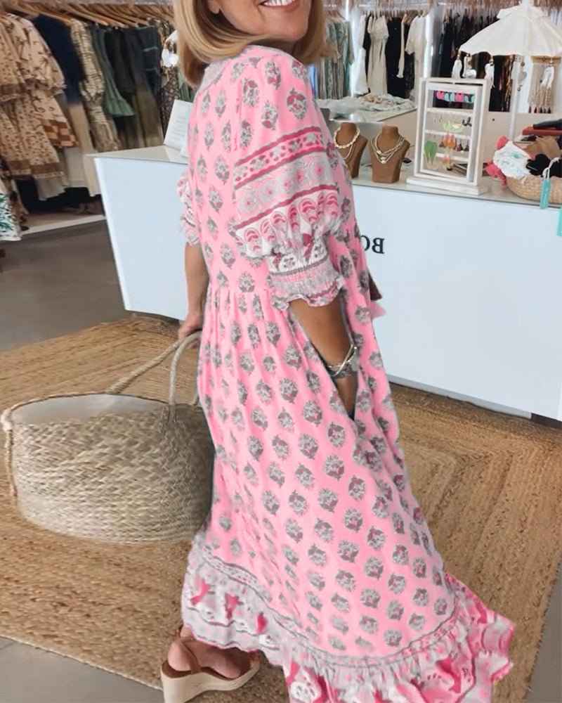 MANA | Schickes florales Midikleid mit V-Ausschnitt