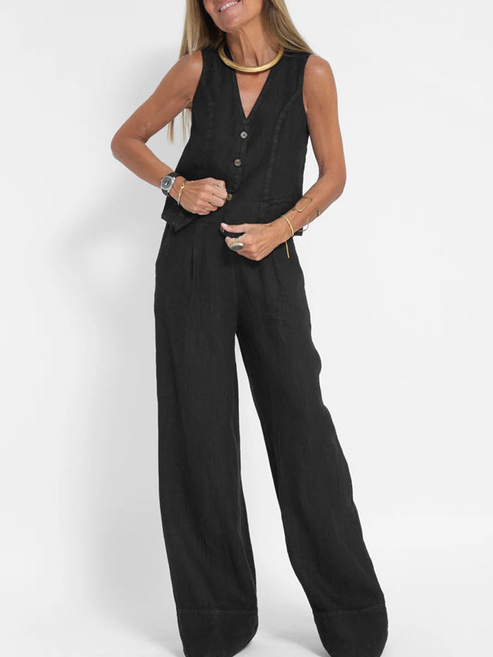 Aira – Set aus Weste mit Knöpfen und weiter Hose
