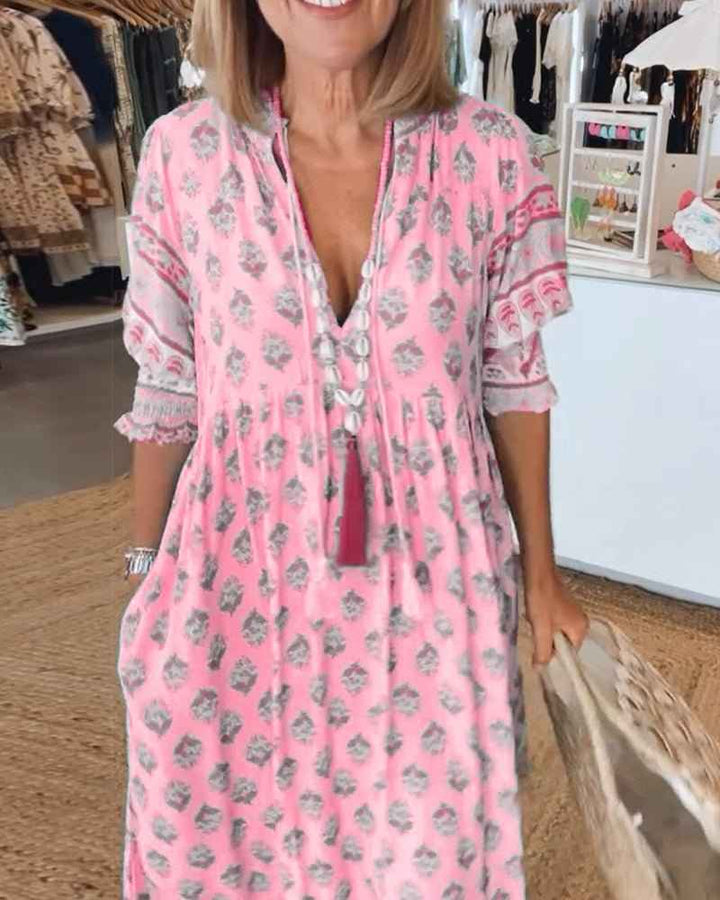 MANA | Schickes florales Midikleid mit V-Ausschnitt