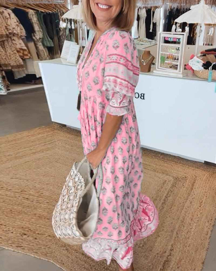 MANA | Schickes florales Midikleid mit V-Ausschnitt