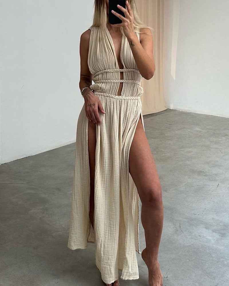 Zolla – Strukturiertes Kleid mit Schlitz