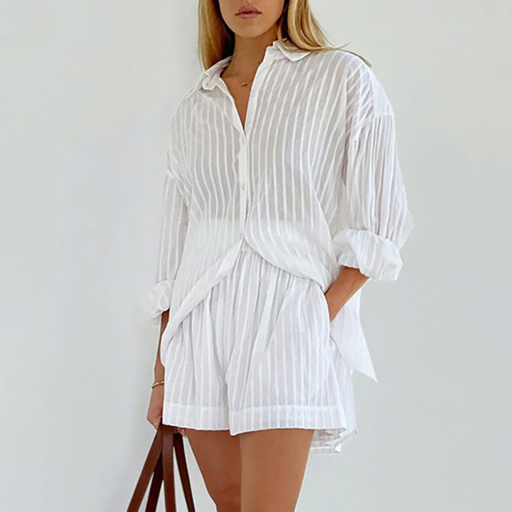 Viola – Set aus Button-down-Shirt und luftigen Shorts