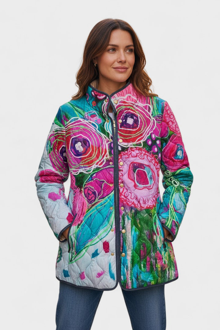 Astrid – Steppjacke mit großem Blütendruck