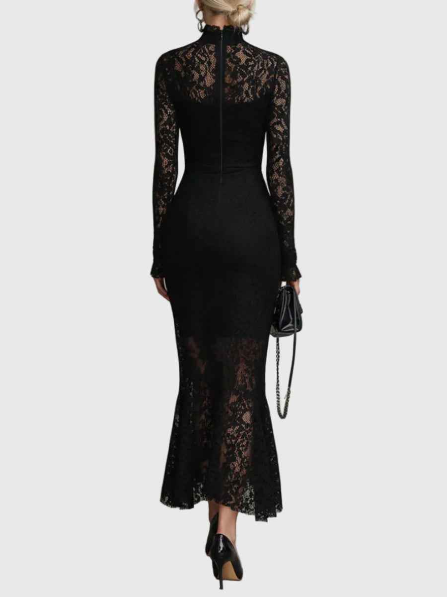 Monica | Maxikleid mit eleganter Spitze und ausgestelltem Saum