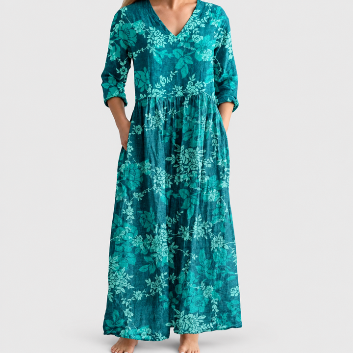 ELEANOR | MAXI-KLEID MIT VINTAGE-BLUMEN