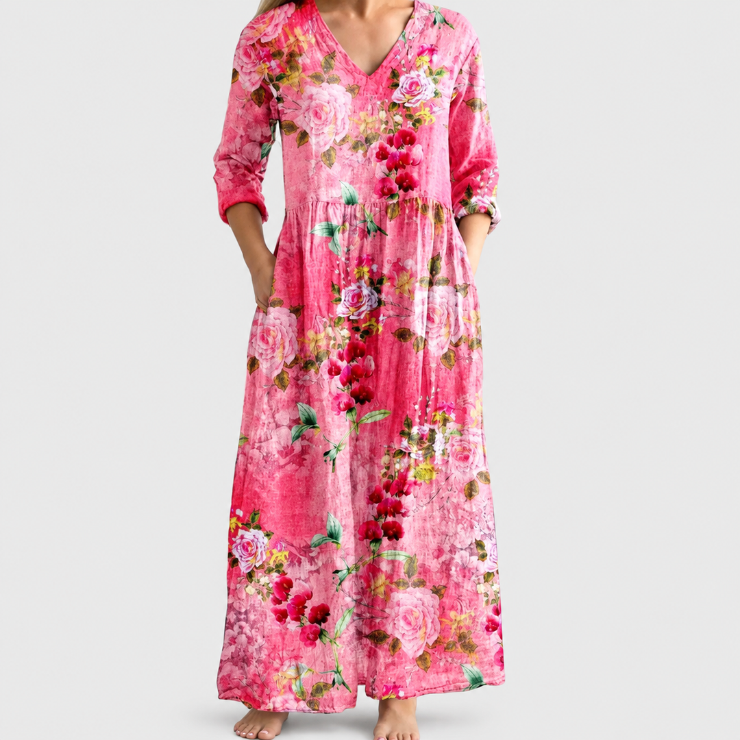 ELEANOR | MAXI-KLEID MIT VINTAGE-BLUMEN