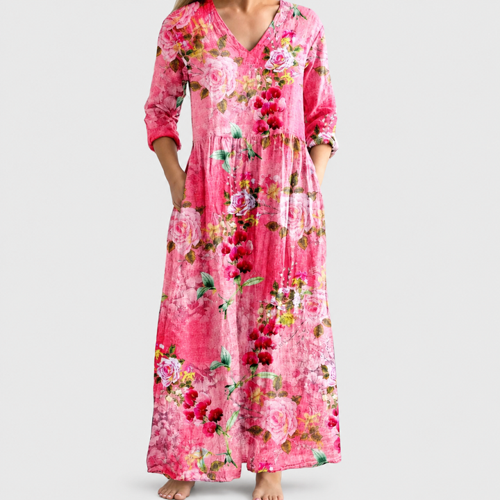 ELEANOR | MAXI-KLEID MIT VINTAGE-BLUMEN
