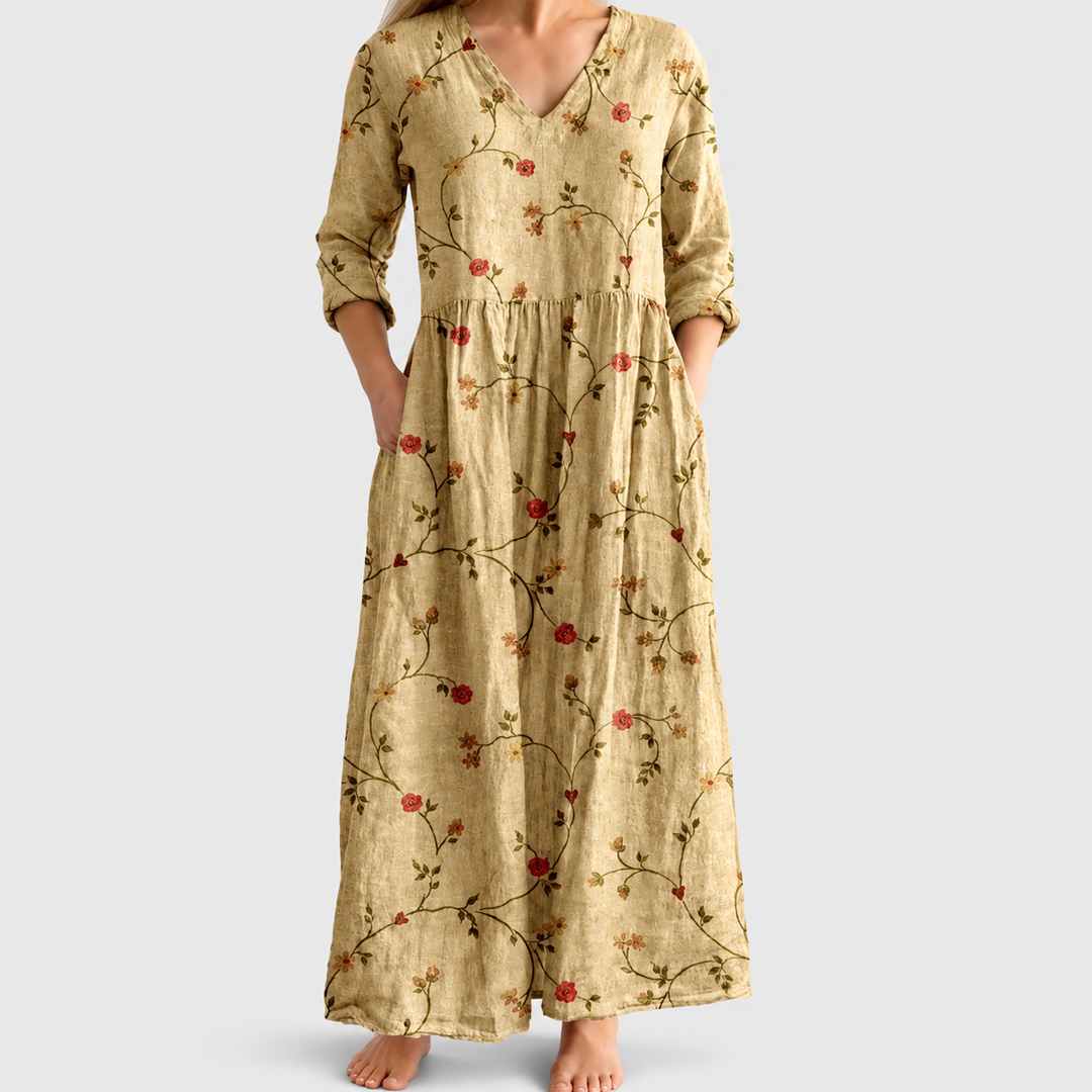 ELEANOR | MAXI-KLEID MIT VINTAGE-BLUMEN
