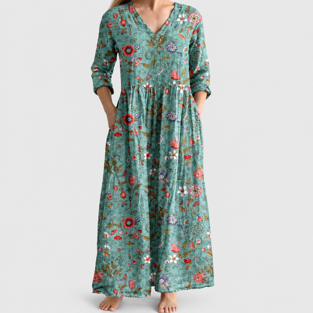 ELEANOR | MAXI-KLEID MIT VINTAGE-BLUMEN