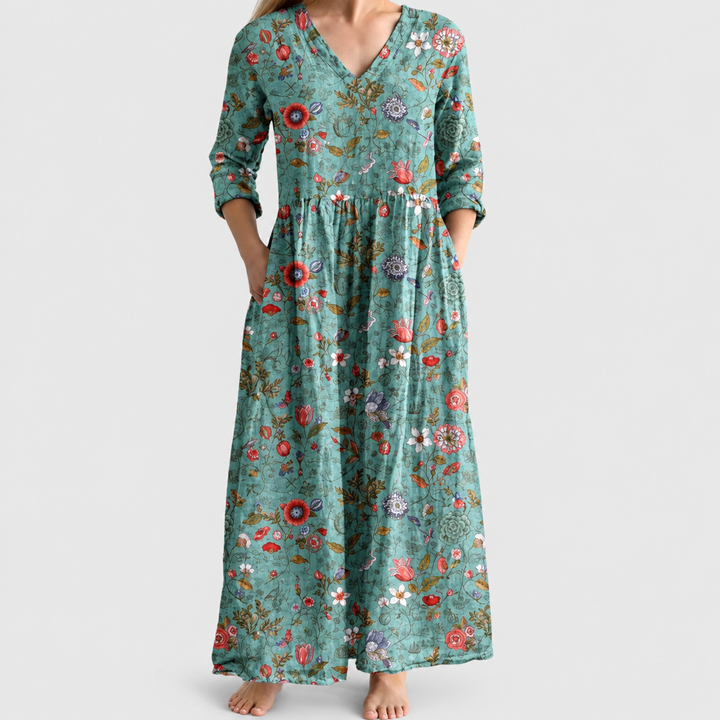 ELEANOR | MAXI-KLEID MIT VINTAGE-BLUMEN