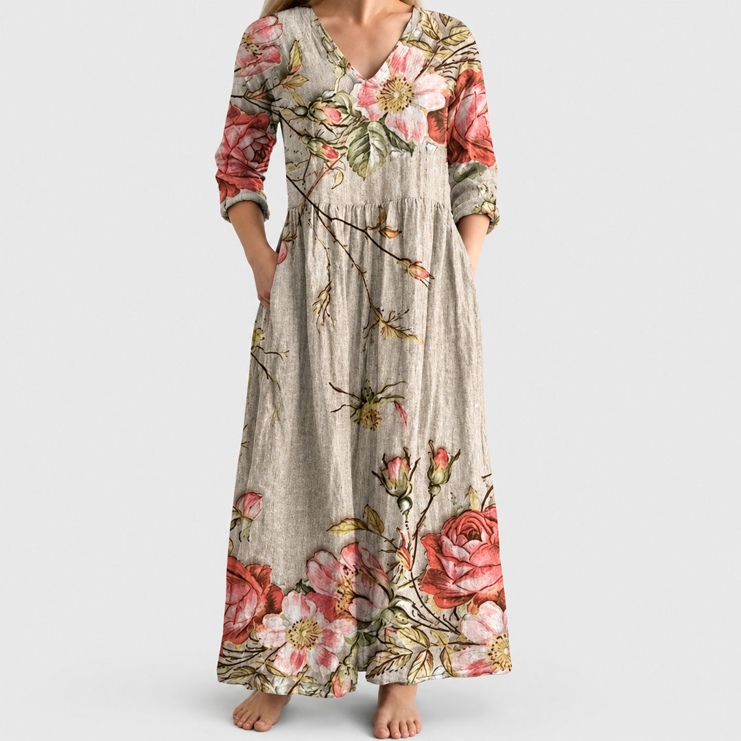 ELEANOR | MAXI-KLEID MIT VINTAGE-BLUMEN