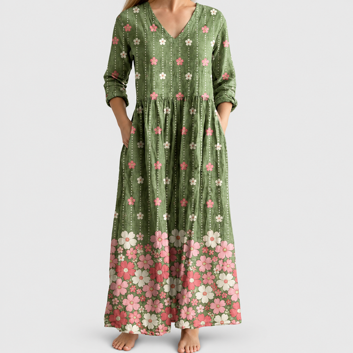 ELEANOR | MAXI-KLEID MIT VINTAGE-BLUMEN