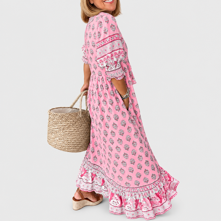 MANA | Schickes florales Midikleid mit V-Ausschnitt