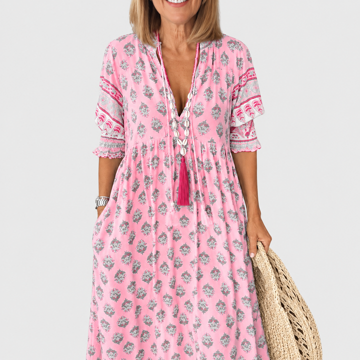 MANA | Schickes florales Midikleid mit V-Ausschnitt