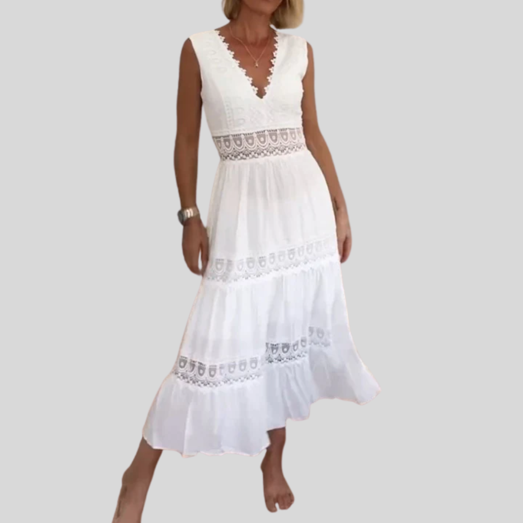 Circe – Spitzen-Trägerkleid mit V-Ausschnitt