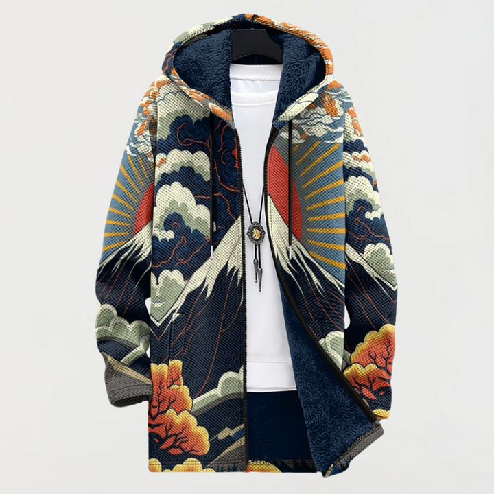 Gemustertes Sweatshirt mit Sonnenaufgang