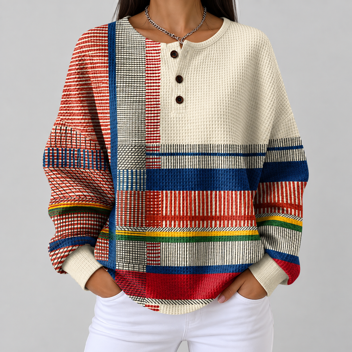 Marguerite – Gestreifter Pullover mit Farbflächen