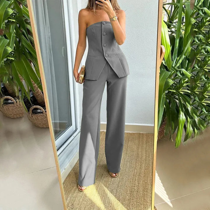 BRIA – Zweiteiliges ärmelloses Set mit Knöpfen