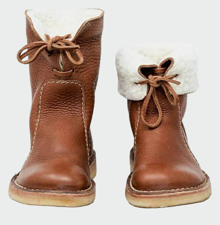 Wasserdichte Herrenlederstiefel mit Wollfutter