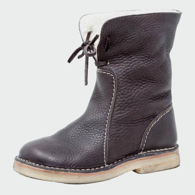 Wasserdichte Herrenlederstiefel mit Wollfutter
