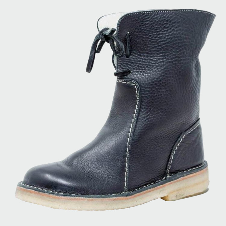 Wasserdichte Herrenlederstiefel mit Wollfutter
