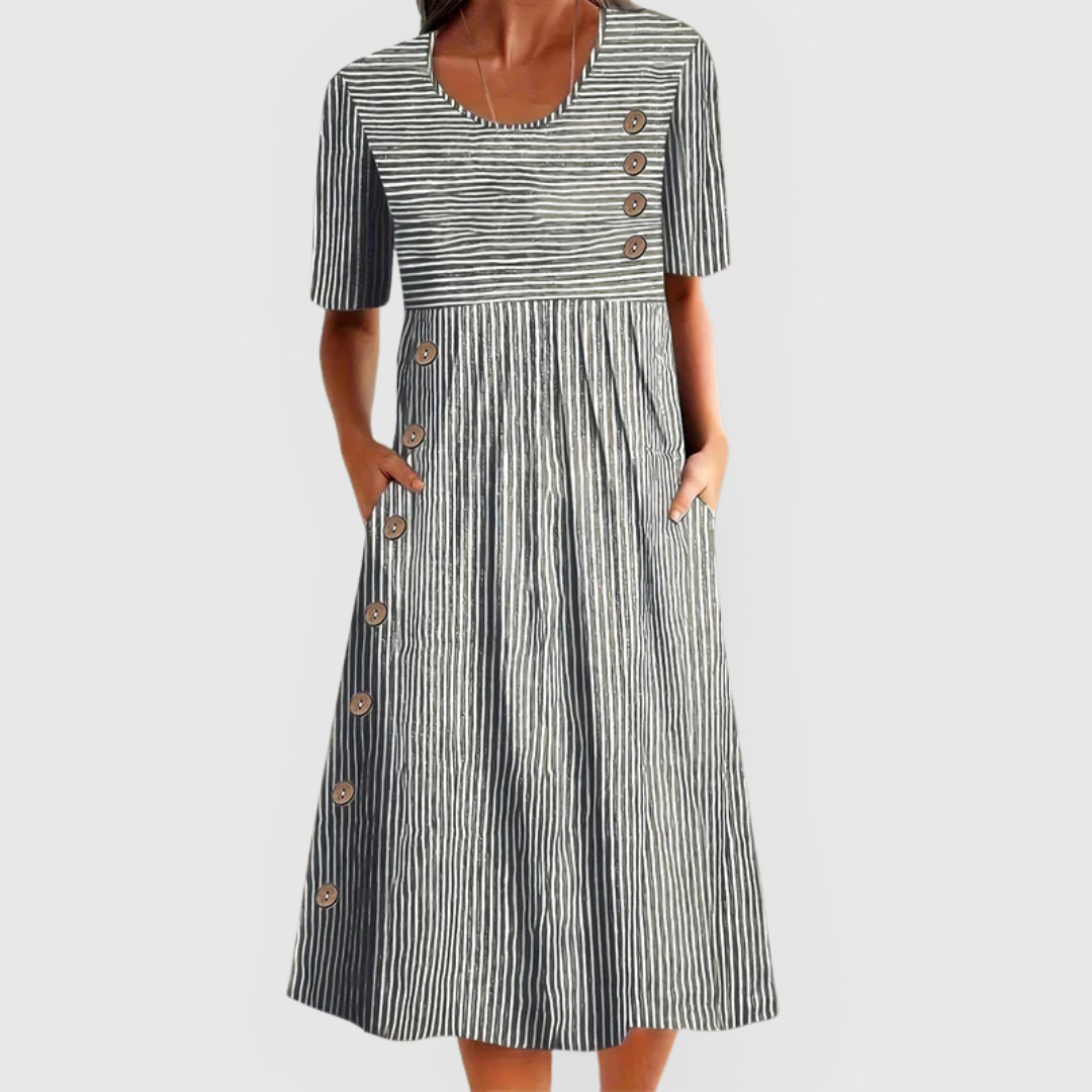 JARNA | Mittellanges gestreiftes Kleid