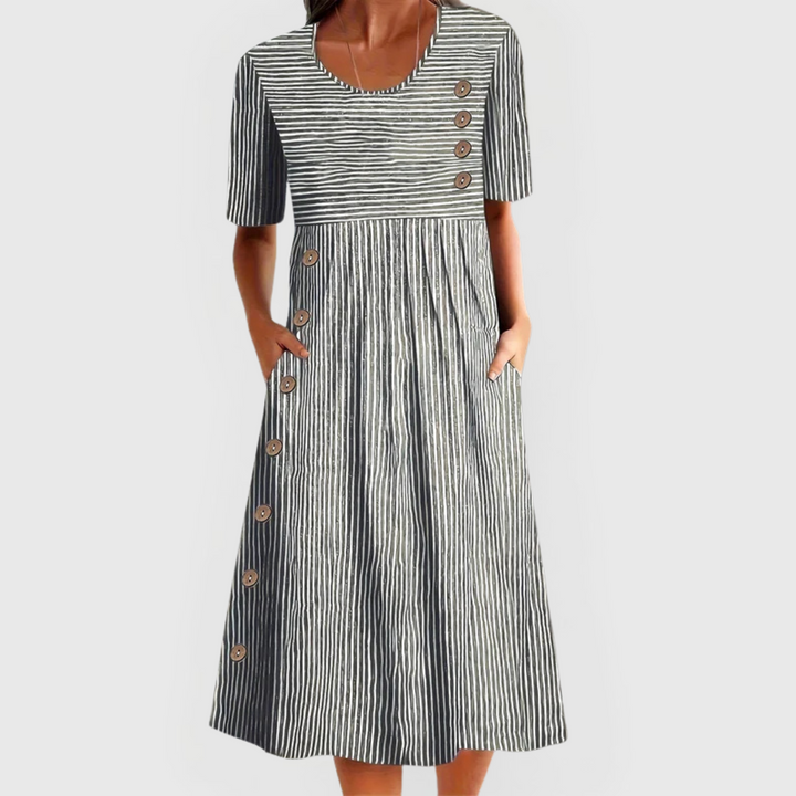 JARNA | Mittellanges gestreiftes Kleid
