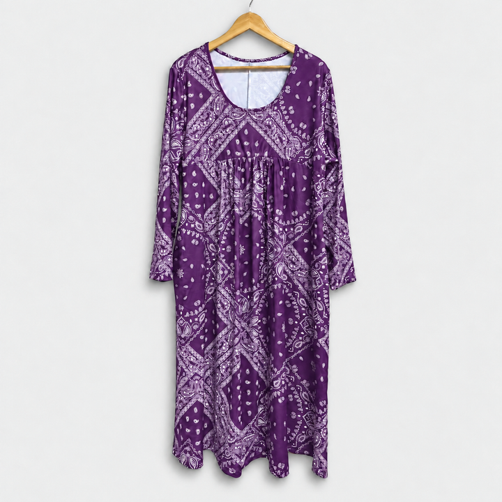 ELOWEN | LÄSSIGES MIDI-KLEID MIT LANGEN ÄRMELN