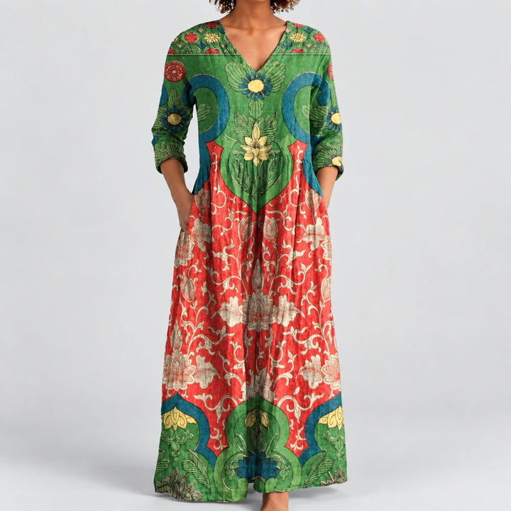 ELEANOR | MAXI-KLEID MIT VINTAGE-BLUMEN