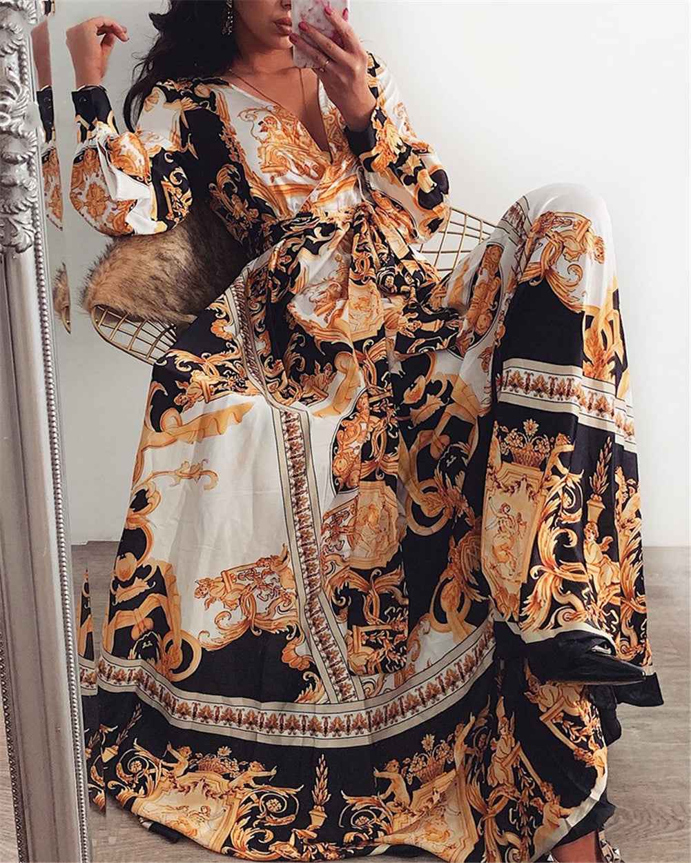 Faye – Boho-bedrucktes Kleid
