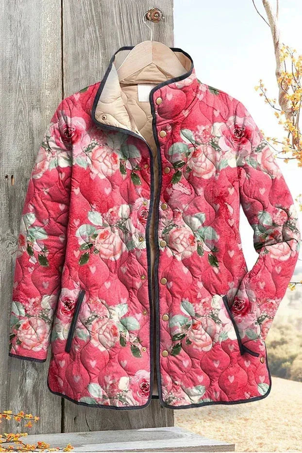 Zora – Steppjacke mit großem Rosendruck