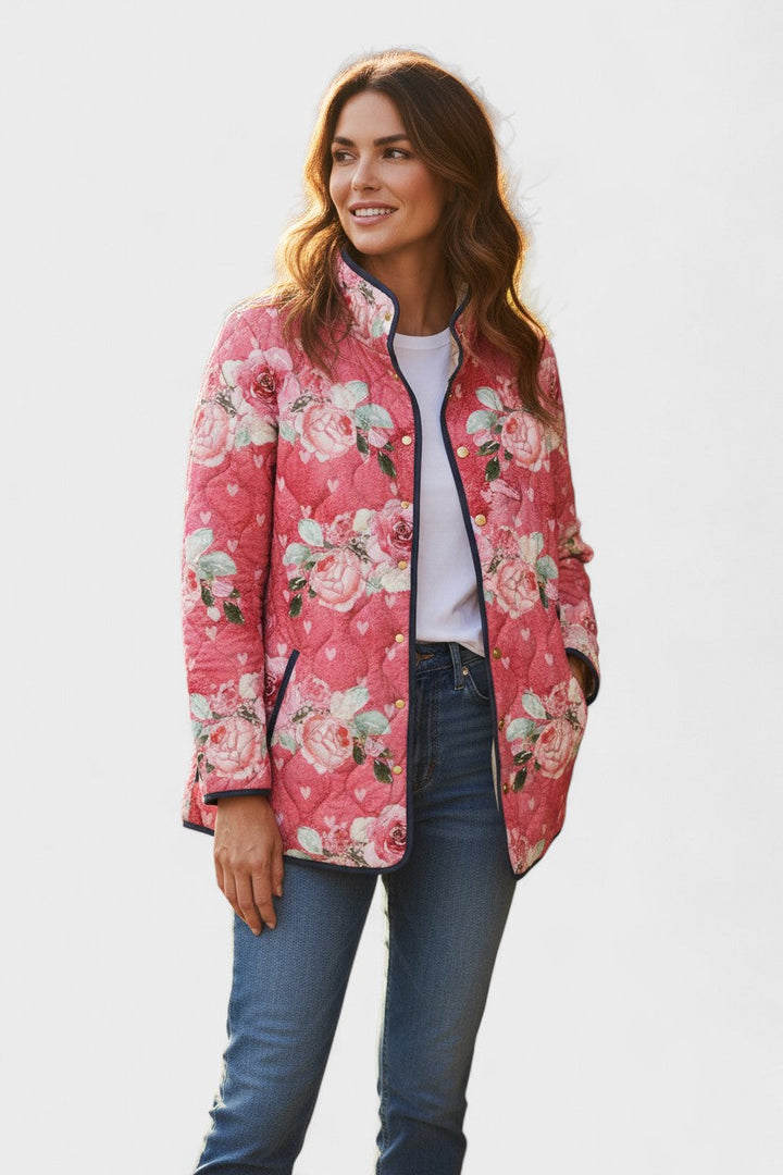Zora – Steppjacke mit großem Rosendruck