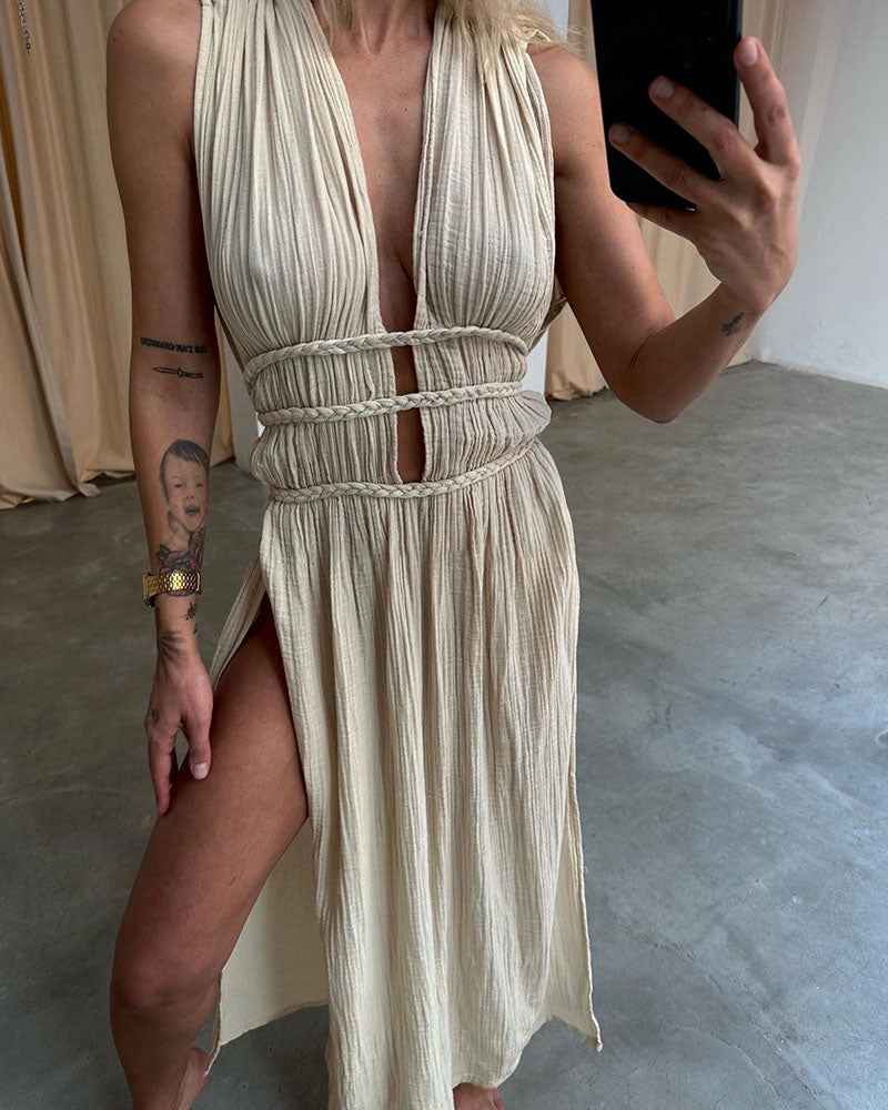 Zolla – Strukturiertes Kleid mit Schlitz