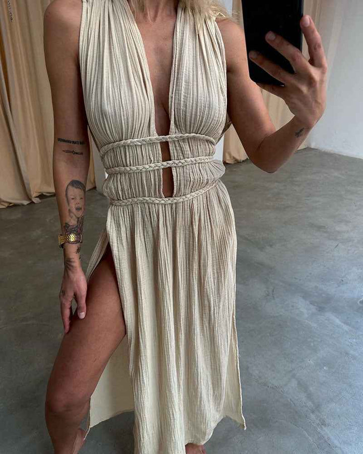 Zolla – Strukturiertes Kleid mit Schlitz