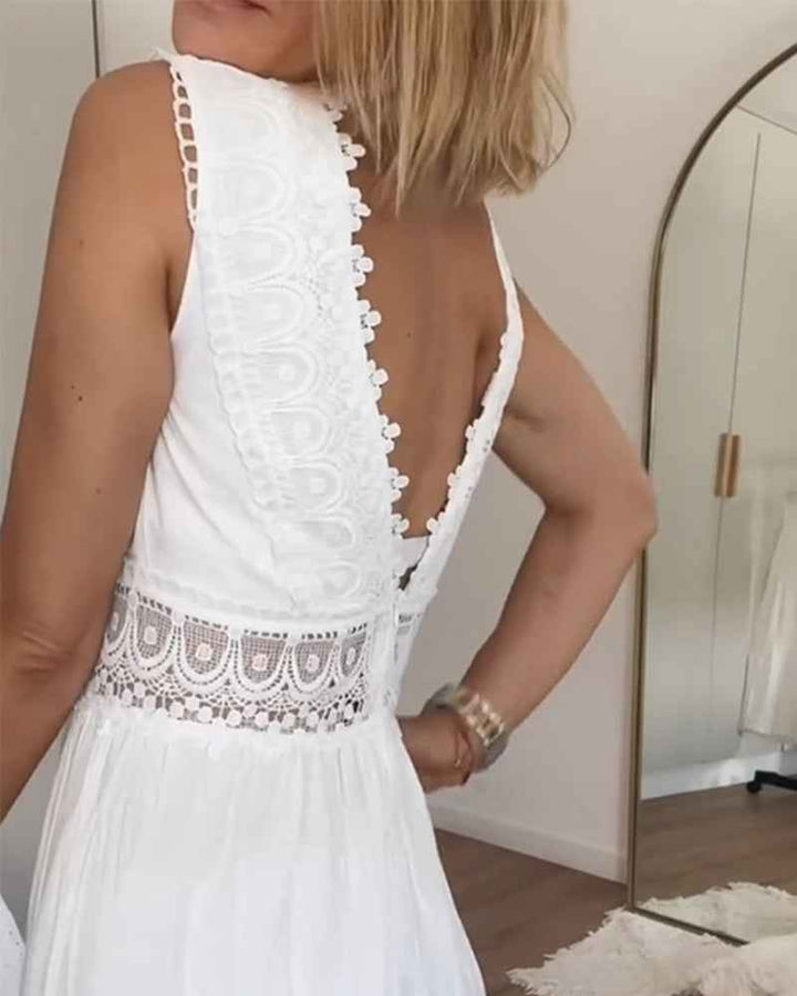 Circe – Spitzen-Trägerkleid mit V-Ausschnitt