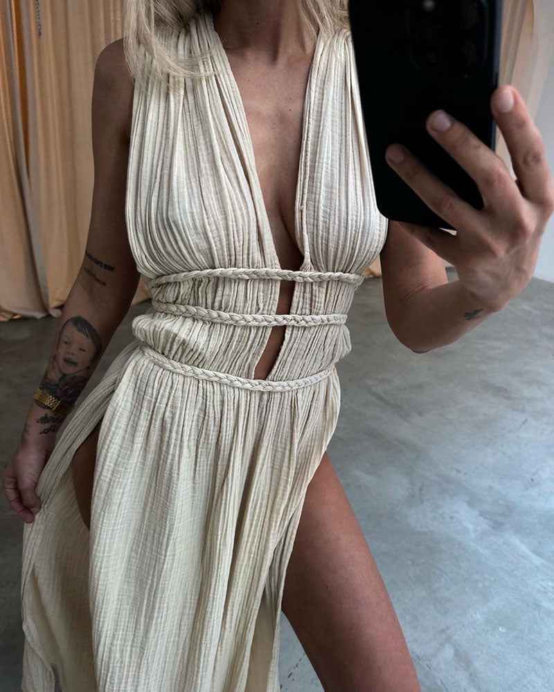 Zolla – Strukturiertes Kleid mit Schlitz