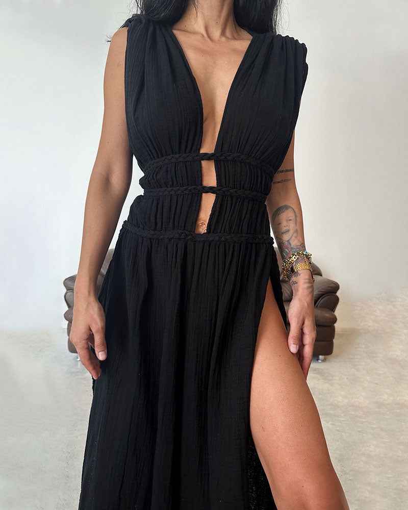 Zolla – Strukturiertes Kleid mit Schlitz